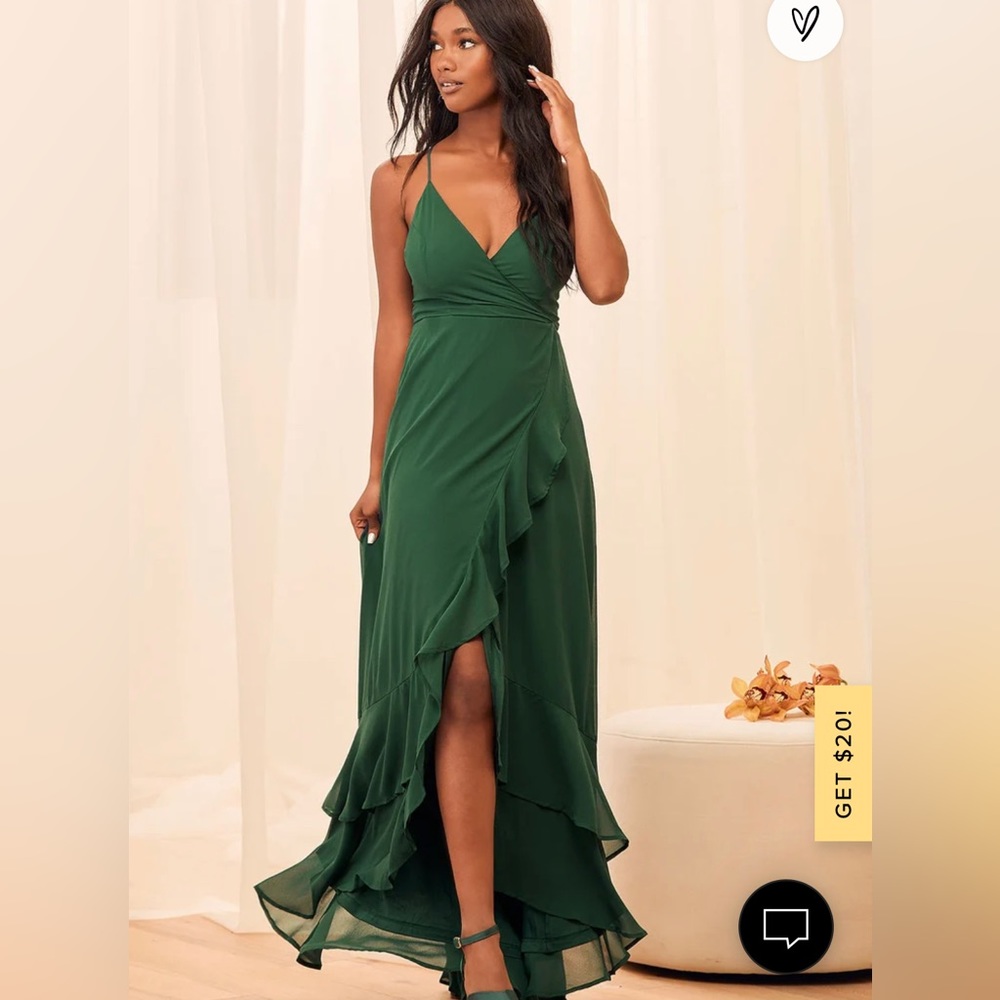 In Love Forever Emerald Green Lace-Up High-Low Maxi Dress